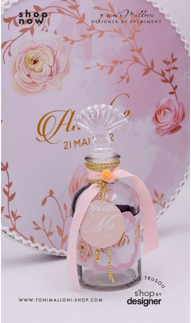 Trusou botez elegant cu pattern bujori roz Peony Affair 4
